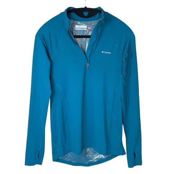 Columbia Tops - Columbia‎ Omni-Heat Quarter Zip Pullover Teal Turquoise Silver Women Size Medium